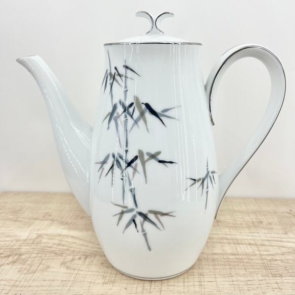 Noritake VINTAGE 50s Japanese Porcelain Bamboo Coffee Pot Handpainted Bamboo B12 - Picture 4 of 12